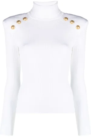 Balmain Gerippter Pullover mit Knöpfen