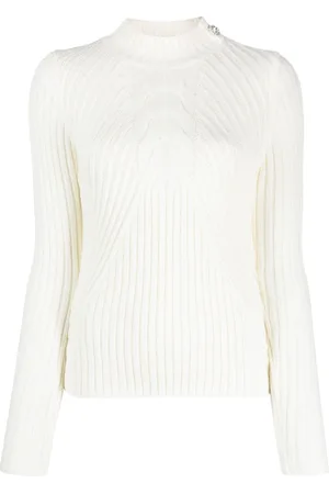Liu Jo Gerippter Pullover mit Schmuckknopf