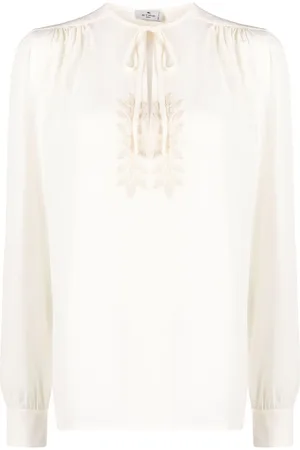 Etro Bluse aus Seide mit Blattstickerei