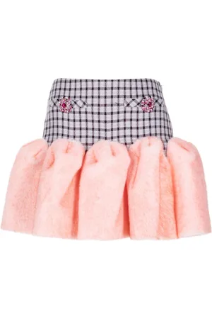 AREA Minirock mit Faux Fur