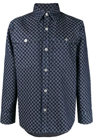 Balmain Jeanshemd aus Monogramm-Jacquard