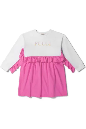 PUCCI Junior Gerüschtes Kleid mit Logo-Print