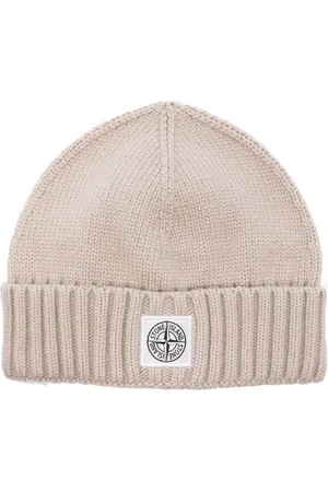 Stone Island Gerippte Beanie mit Logo-Patch