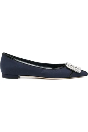 Manolo Blahnik Hangisi Ballerinas mit Kristallschnalle