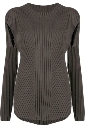 Low Classic Gerippter Strickpullover mit Cut-Out