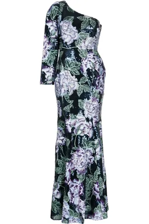 Marchesa Notte One-Shoulder-Robe mit Pailletten