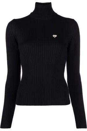 Casablanca Gerippter Pullover mit Logo-Schild
