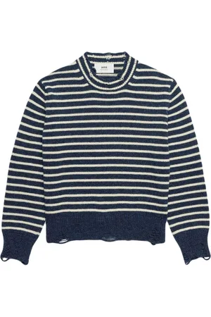 Ami Gestreifter Pullover mit gerippten Details