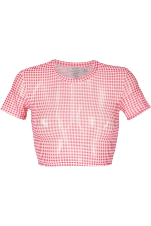 AMIR SLAMA Cropped-T-Shirt mit Vichy-Karo