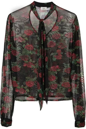 AMIR SLAMA Bluse mit blumigem Finish