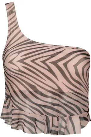 AMIR SLAMA One-Shoulder-Top mit Animal-Print