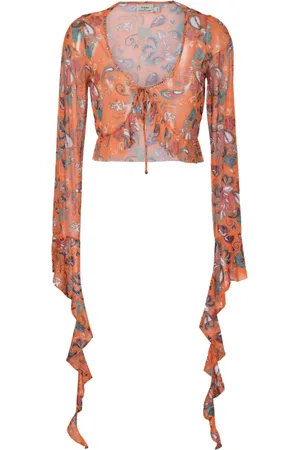 AMIR SLAMA Bluse aus Mesh mit Print