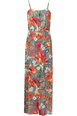 AMIR SLAMA Maxikleid aus Seide mit Blumenmuster