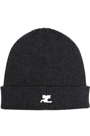 Courrèges Gerippte Beanie mit Logo-Patch