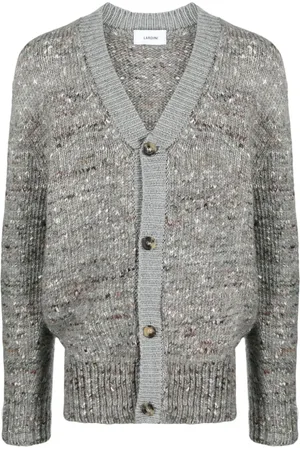 LARDINI Melierter Cardigan mit gerippten Bündchen