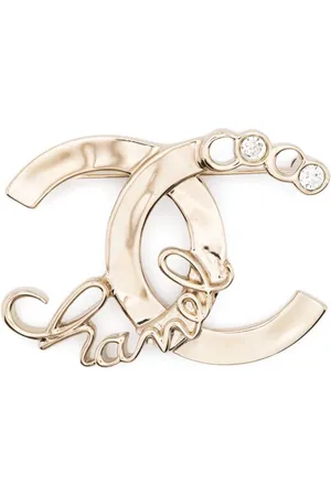 CHANEL 2000 kristallverzierte Brosche mit CC