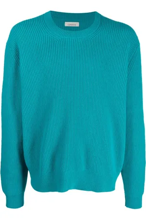 LANEUS Gerippter Pullover mit rundem Ausschnitt