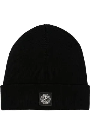 Stone Island Gerippte Mütze mit Logo-Patch
