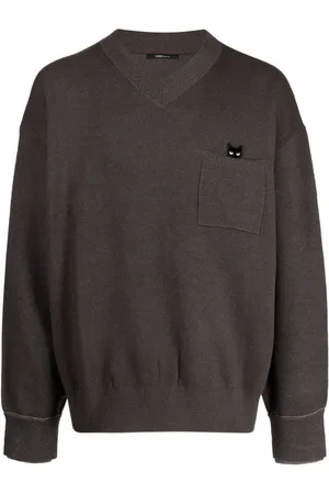 SONGZIO Trace Pocket Panther Pullover mit V-Ausschnitt