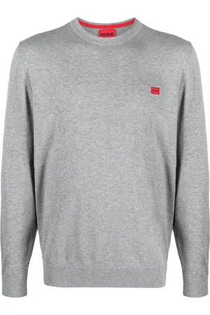 HUGO BOSS Fein gestrickter Pullover mit Logo-Patch
