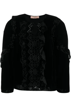 Twin-Set Bestickte Samtbluse