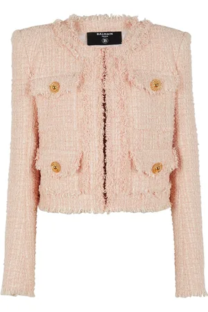Balmain Tweed-Jacke ohne Kragen