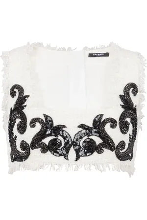 Balmain Cropped-Top mit Stickerei