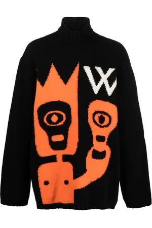 WALTER VAN BEIRENDONCK Intarsien-Pullover mit Totenkopf
