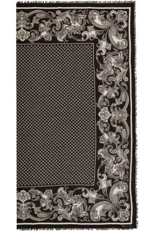 Balmain Ausgefranster Schal mit Paisley-Print