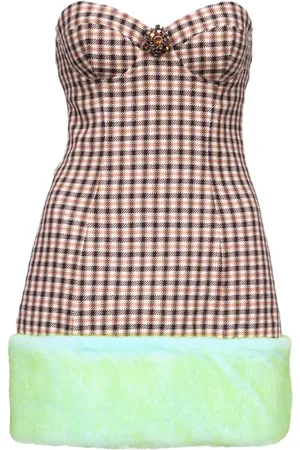 AREA Bandeau-Minikleid mit Karo-Print
