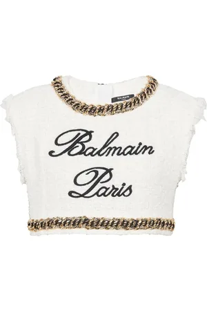 Balmain Cropped-Top mit Signature-Stickerei