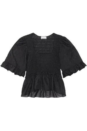 Ganni Gesmokte Georgette-Bluse