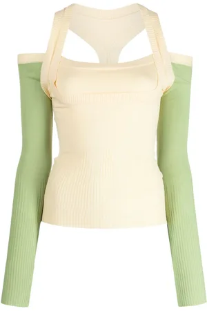 Gimaguas Gerippter Latte Pullover mit Cut-Out