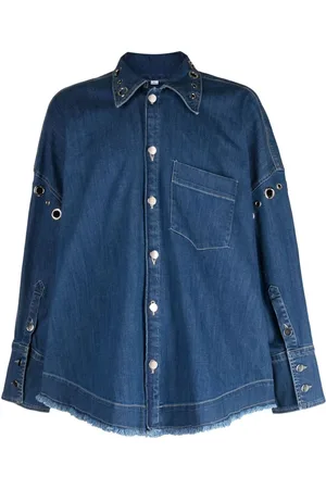ACT N°1 Jeans-Hemdjacke mit Ösendetail