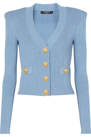 Balmain Gerippter Cardigan mit V-Ausschnitt