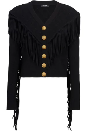 Balmain 5-Button Cardigan mit Fransen