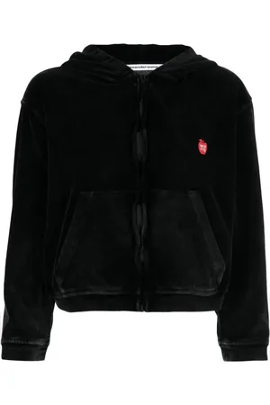 Alexander Wang Velours-Kapuzenjacke mit Logo-Applikation