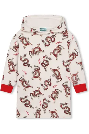 Kenzo Kapuzenkleid mit Drachen-Print