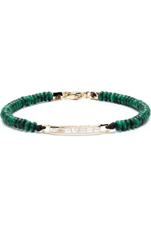 LUIS MORAIS 14kt Gelbgoldarmband mit Malachitperlen und Diamanten