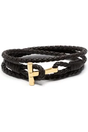 Tom Ford Lederarmband mit T-Schild