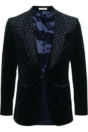 Fursac Smoking-Jacke aus geometrischem Samt-Jacquard