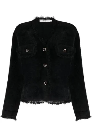 B+AB Gebürsteter Cardigan mit V-Ausschnitt