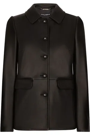 Dolce & Gabbana Lederjacke mit geprägten Knöpfen