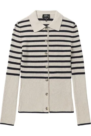 A.P.C. Gestreifter Cardigan aus Rippstrick
