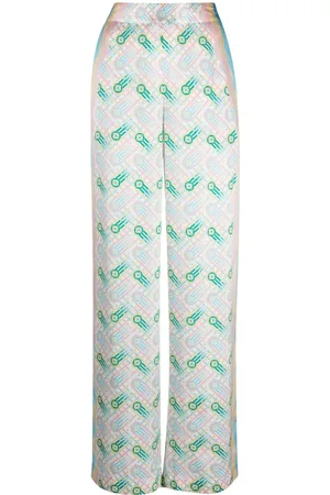 Casablanca Gerade Seidenhose mit grafischem Print