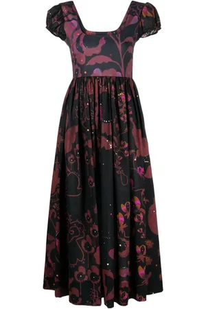Cynthia Rowley Midikleid im Empire-Schnitt mit Blumen-Print