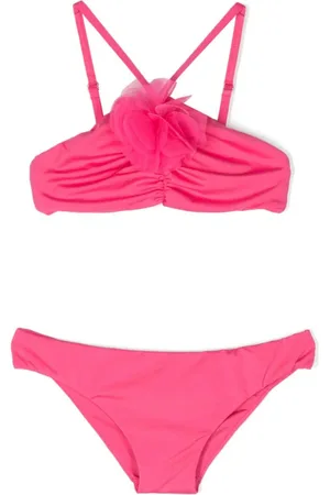 MONNALISA Geraffter Bikini mit Blumenapplikation