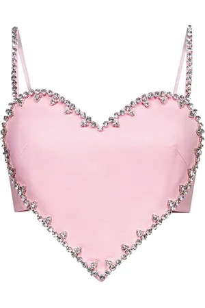 AREA Cropped-Top mit Kristallherzen