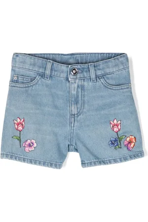 VERSACE Jeans-Shorts mit Blumenstickerei