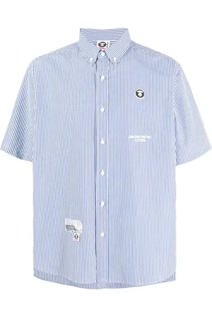 A Bathing Ape Gestreiftes Hemd mit Logo-Applikation